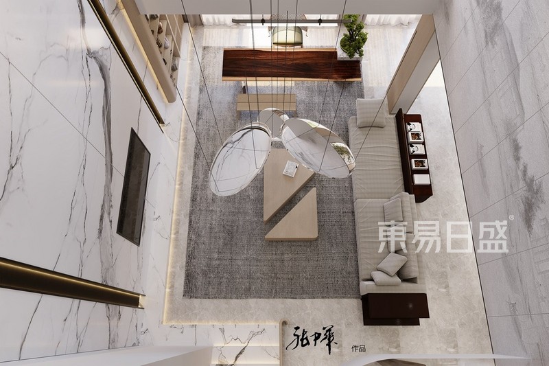 华侨城原岸-现代中式风格-上叠290平米客厅