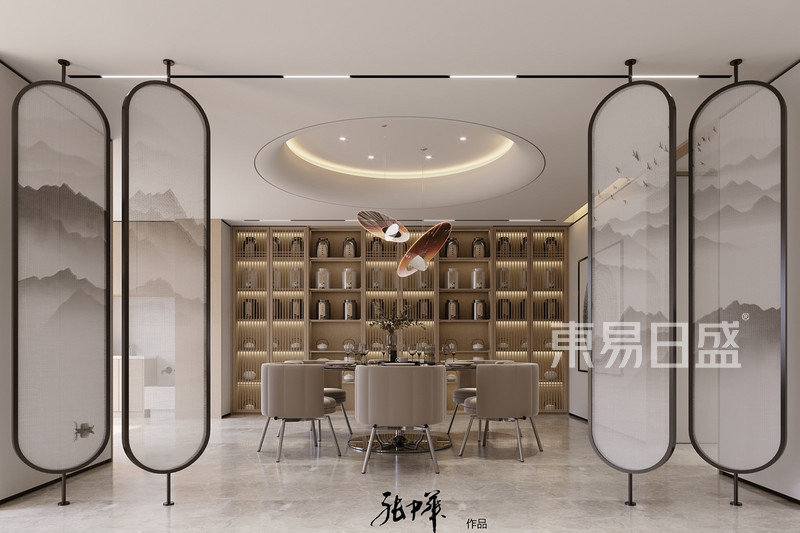 华侨城原岸-现代中式风格-上叠290平米餐厅