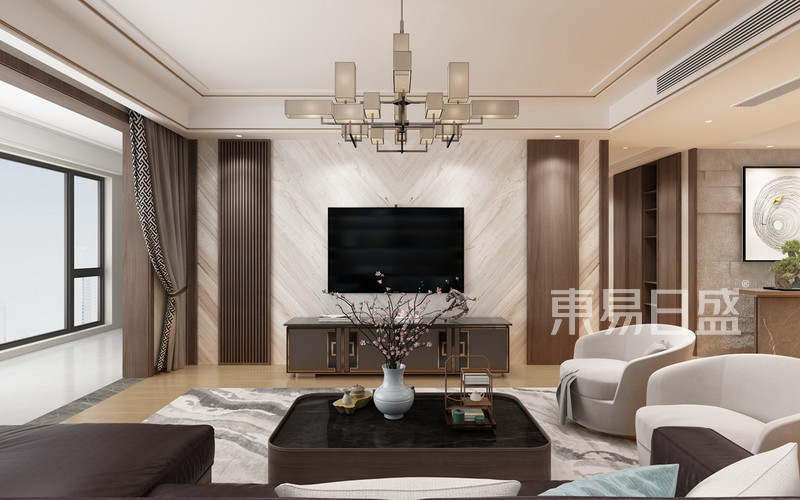 中建光谷之星-新中式风格-235㎡客厅装修