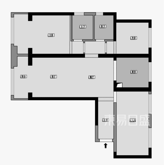 金城中心三室两厅两卫装修 125平米美式装修户型解析