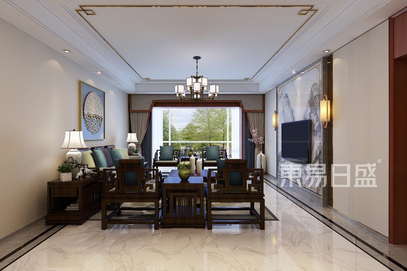 东区国际公寓-180平米-中式风格-装修效果图