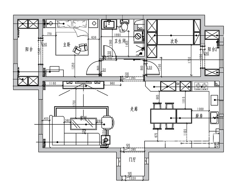 国宅华园110平两室两厅户型解析