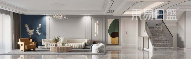 万泉新新家园-470平米复式-法式轻奢风格-客厅