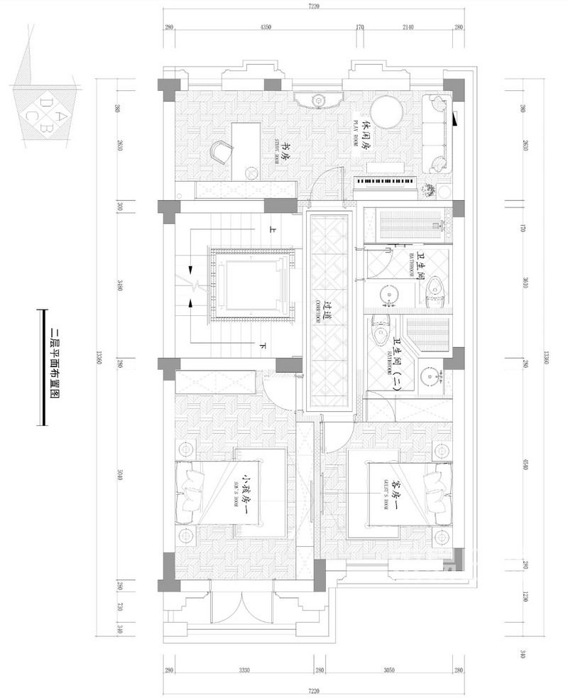 美林公馆排屋别墅-二层平面布置图