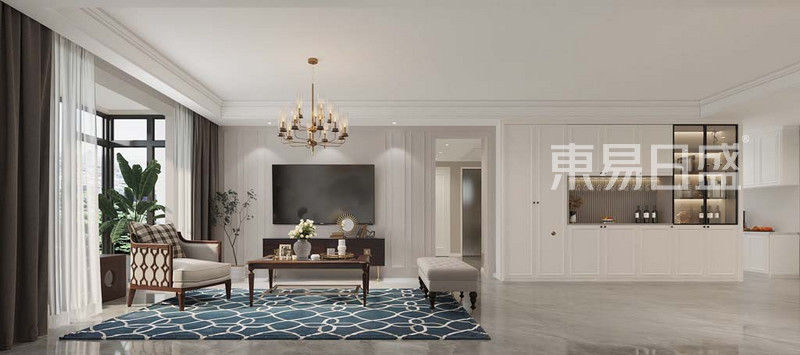 广泉家园-109平米平层-现代美式风格-客厅