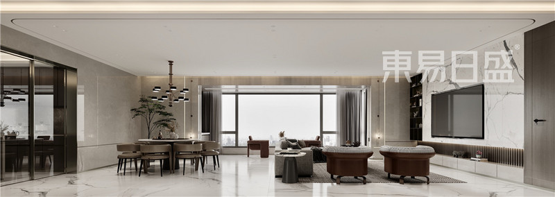 客餐厅以白色和木色为主基调，低饱和度的家具很显质感，让整个空间更显质感.jpg
